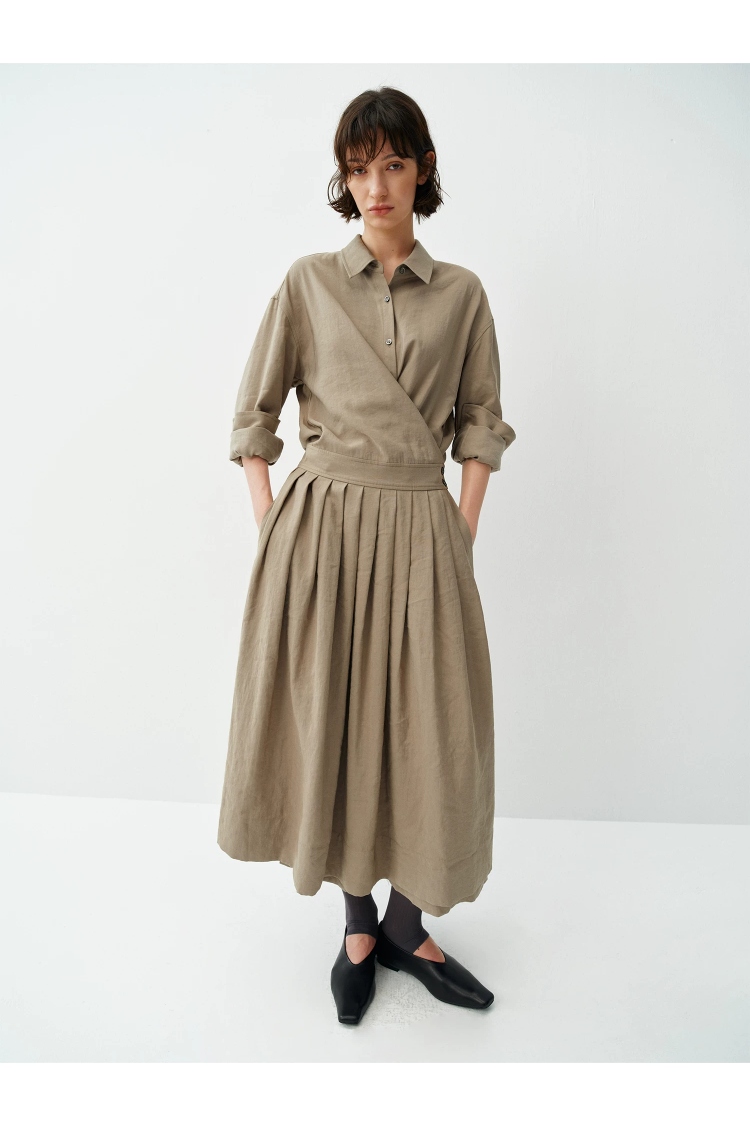 Women's Cotton Long Sleeve Shirt Dress