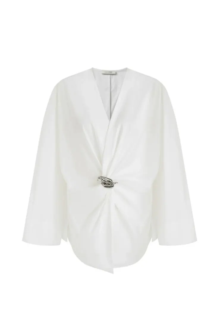 Damska imprezowa bluzka z metalową klamrą